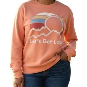 LIV Outdoor Lets Get Lost Sun Mountain Graphic Pullover Sweatshirt Pink Size 1X